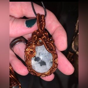 Wire Wrapped Rainbow Moonstone